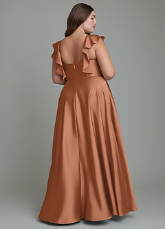Azazie Leilani Bridesmaid Dresses Bronzer A-Line Ruched Stretch Satin Dress image11