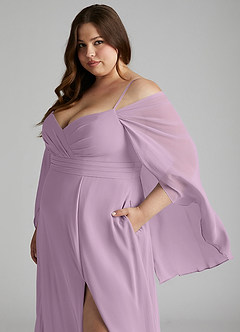 Azazie Cienna Bridesmaid Dresses Wisteria A-Line Off the Shoulder Chiffon Dress image11