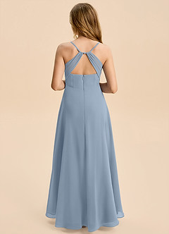 Azazie Gia Junior Vestido de Azul Polvoriento de Gasa de Corte en A con Plisado image2