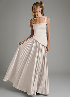 Azazie Stephanie Bridesmaid Dresses White Alabaster A-Line Corset Stretch Satin Dress image4