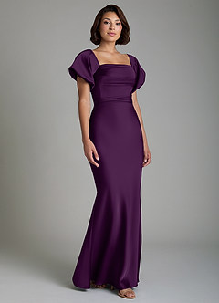 Azazie Lea Bridesmaid Dresses Grape Mermaid Off the Shoulder Stretch Satin Convertible Dress image9