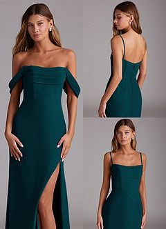 Azazie Saige Bridesmaid Dresses Pine A-Line Off the Shoulder Chiffon Convertible Dress image10