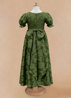 Azazie Joss Abiti da Ragazza di Fiori Abito A-Line in Burnout Floreale Con Maniche Oliva image5