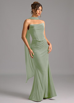 Azazie Sorrel Bridesmaid Dresses Dusty Sage Mermaid Corset Velvet Convertible Dress image4