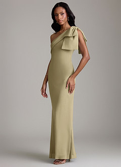 Azazie Yuanna Bridesmaid Dresses Moss Green Mermaid One Shoulder Chiffon Dress image5