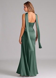 Azazie Shiloh Bridesmaid Dresses Eucalyptus Mermaid Strapless Stretch Satin Convertible Dress image7