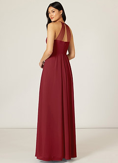 Azazie Sarah Brautjungfernkleider Empire Plissee Chiffon Kleid Granatapfelrot image5