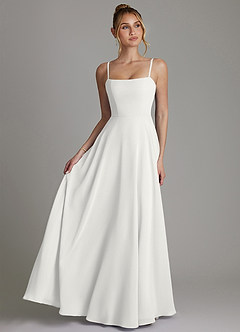 Azazie Elita Bridesmaid Dresses White A-Line Pleated Chiffon Dress image1