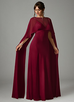 Azazie Stefania Bridesmaid Dresses Burgundy A-Line Stretch Satin Dress image3