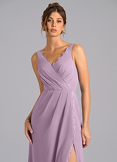 Azazie Bernice Bridesmaid Dresses Wisteria A-Line Pleated Chiffon Dress image7