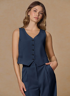 front Rowan Dark Navy Refined Weave Performance vest