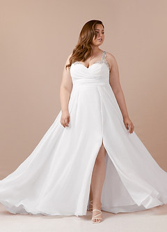 Azazie Belle Wedding Dresses A-Line Sequins Chiffon Sweep Train Dress image9