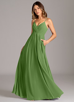 Azazie Amani Bridesmaid Dresses Basil A-Line Pleated Chiffon Dress image1