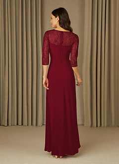 Azazie Zolla Abiti per la Madre della Sposa Abito A-Line in Chiffon Pizzo Borgogna image2
