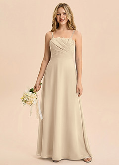 Azazie Rory Junior Champagne A-Line Pleated Chiffon Dress image5