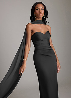 Azazie Sonora Suknie dla druhen Osłona Bez ramiączek Satyna elastyczna Do ziemi Sukienka image4