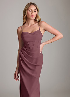 Azazie Mai Bridesmaid Dresses Sangria Sheath Pleated Chiffon Dress image5