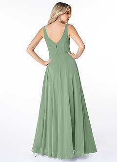 Azazie Calvi Robes de demoiselle d'honneur Robe Trapèze en Mousseline de soie Rayé Matcha image2