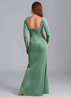 Azazie Addie Robes de demoiselle d'honneur Robe Fourreau en velours Manche longue Eucalyptus image7