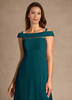 Azazie Ewa Mother of the Bride Dresses Pine A-Line Off the Shoulder Mesh Dress image9