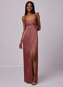 Barbie ♥ Azazie Final Sale Amethyst Sheath Stretch Satin Dress image4