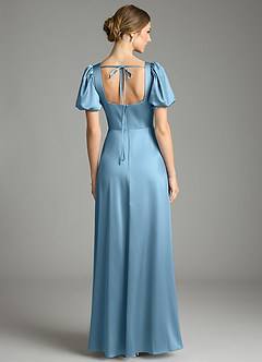 Azazie Fyona Suknie dla druhen Linia A Pofałdowany Satyna elastyczna Do ziemi Sukienka image13