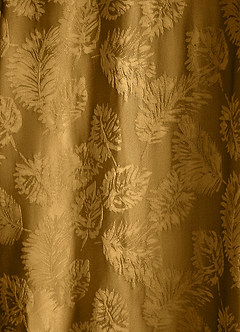 Azazie Emoria Bridesmaid Dresses Marigold Jacquard A-Line Off the Shoulder Jacquard Dress image4