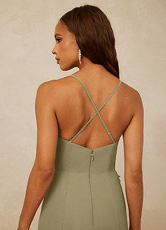Christian Siriano Bridal for Azazie 1006 Bridesmaid Dresses Moss Green Mermaid Ruched Chiffon Dress image7