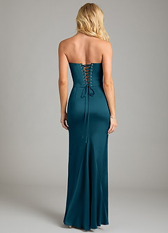 Azazie Sorrel Bridesmaid Dresses Ink Blue Mermaid Strapless Stretch Satin Convertible Dress image2