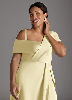 Azazie Milton 신부의 어머니 드레스 A라인 주름진 스트레치 새틴 플로어 길이 드레스 image14