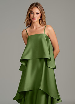 Azazie Azalea Bridesmaid Dresses Juniper A-Line Ruched Stretch Satin Dress image2