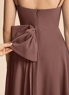 Azazie Bear Junior A-Linie Plissee Chiffon Kleid Espresso image6