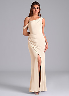 Azazie Madelyn Abiti da Damigella Abito Convertibile Sirena in Chiffon Monospalla Alabastro Bianco image3