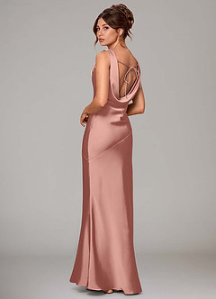 Azazie Rylina Vestidos de damas de honor Vestido de Rosetón de Satén Elástico de Corte Sirena image4