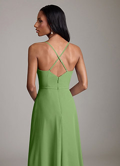 Azazie Naeem Bridesmaid Dresses Basil A-Line V-Neck Ruffle Chiffon Dress image6