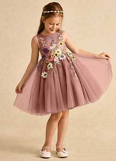 Azazie Prima Flower Girl Dresses Cedar Rose A-Line Bow Tulle Dress image3