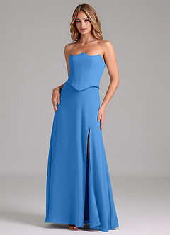 Azazie Jenilyn Bridesmaid Dresses Blue Jay A-Line Strapless Chiffon Dress image3