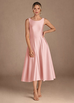 Azazie Fulton Mère de la mariée Robes Robe Trapèze en Satin extensible Plissée Rose Poudré image4