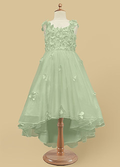 Azazie Ceres Flower Girl Dresses Dusty Sage Ball-Gown Lace Tulle Dress image6