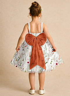 Azazie Peppa vestidos de niña de las flores Vestido de Marfil Naranja Quemado de Tul de Corte En A con Escote de Corazón image2