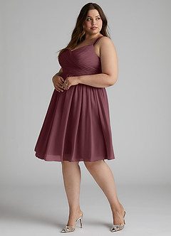 Azazie Angie Bridesmaid Dresses Sangria A-Line Corset Chiffon Dress image13