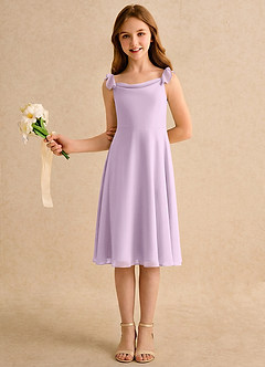 Azazie Pup Girls Formal Flower Girl Dresses Frosted Lilac A-Line Pleated Chiffon Dress image5