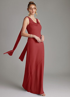 Azazie Essence Bridesmaid Dresses Rust Sheath Chiffon Dress image6