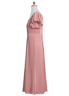 Azazie Bondi Junior A-Linie Seitliche Cut-Outs Gittergewebe Kleid Altrosa image9