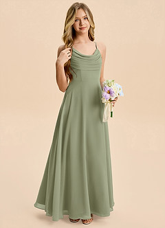 Azazie Gia Junior Pistachio A-Line Pleated Chiffon Dress image5