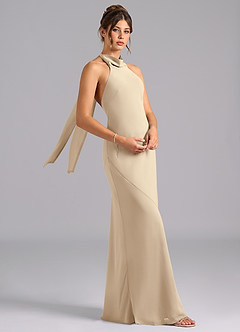 Azazie Velli Bridesmaid Dresses Champagne Mermaid Bow Chiffon Dress image3