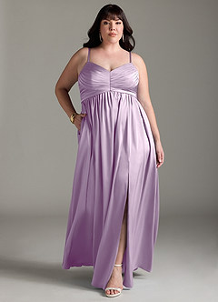 Azazie Alia Brautjungfernkleider A-Linie Plissee Stretch-Satin Kleid Frostiges Flieder image10