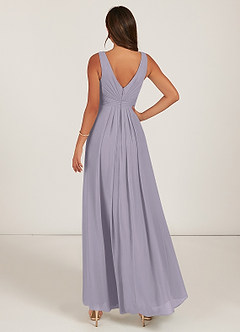 Azazie Gina Bridesmaid Dresses Fog A-Line V-Neck Pleated Chiffon Dress image5