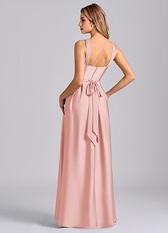 Azazie Dixie Bridesmaid Dresses Powder Pink A-Line Pleated Stretch Satin Dress image5