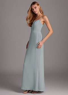 Azazie Tayla Bridesmaid Dresses Dolphin Grey Sheath Square Neckline Chiffon Dress image3